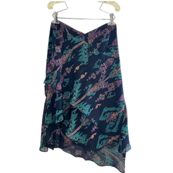 Lane Bryant Coastal Top 20 Blue Halter Artsy Feminine Tiered Coquette Classic - Picture 1 of 12